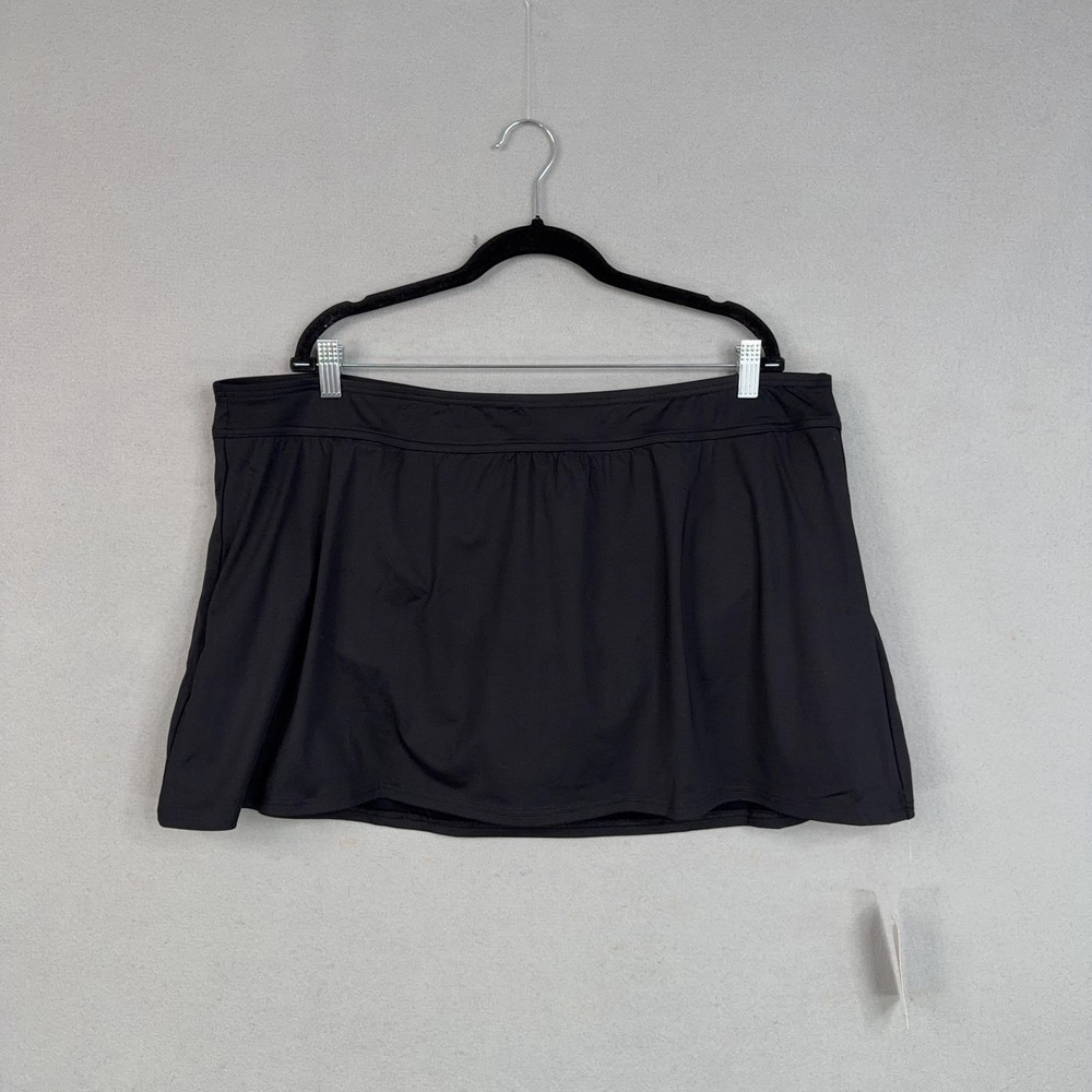 Lands End Swim Skirt Womens 22W Black Built In Brief Elastic Waist Swimwear Xtra